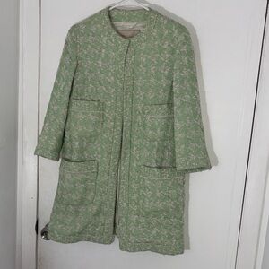 Zara Light Green Bouclé Coat with Patch Pockets